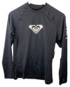 Roxy Whole Hearted LS Rash Guard Shirt Anthracite Black L Long Sleeve UPF 50+