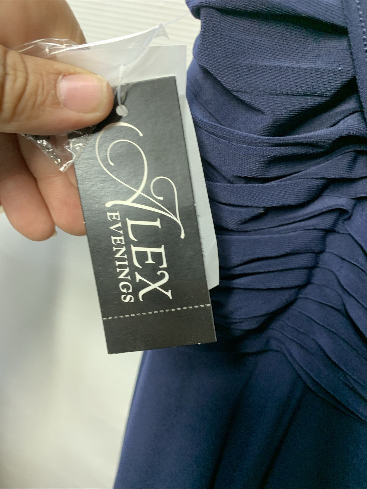 Alex Evenings Womens Long Cowl Neckline Mother of The Bride Dress Navy Size 16p