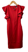 Tommy Hilfiger Casual Sheath Dress with Flutter Sleeves in Scarlet Red Size 6P