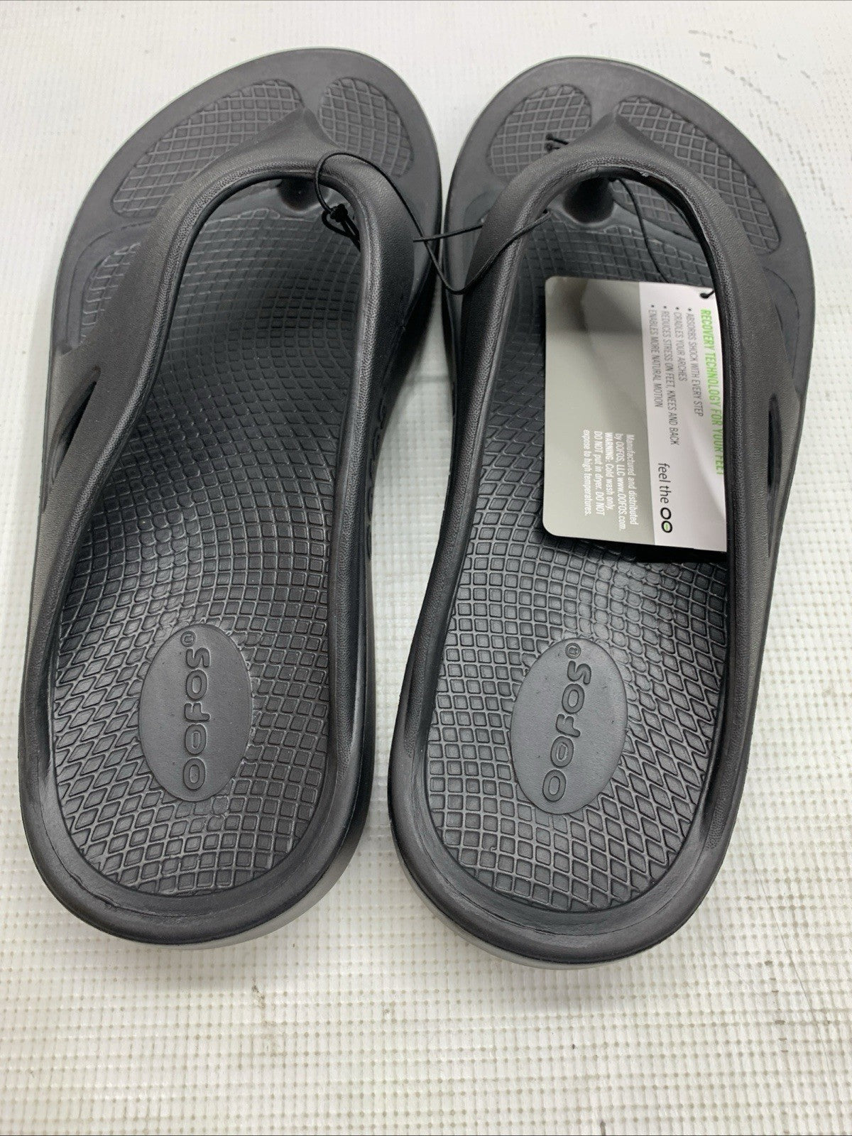 OOFOS OOmega Women's Thong Sandal Black 100% Original Size 11 Slip-on Footwear