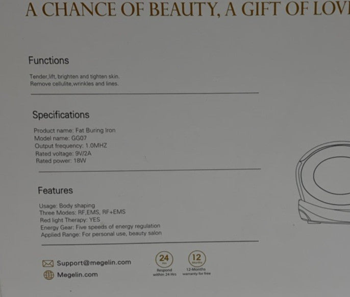 Fat Burning Iron 18WTender Lift brighten Tighten Skin Removes Cellulite Wrinkles