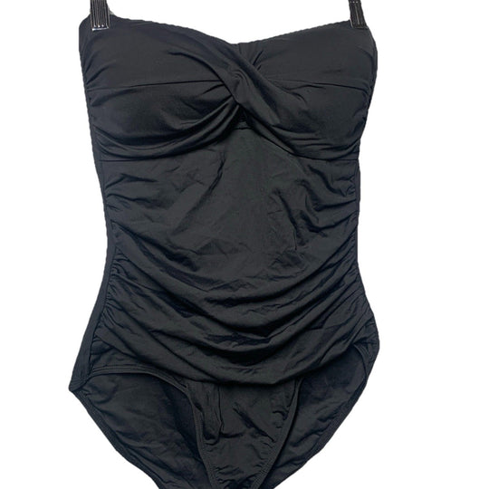 Anne Cole MYM000501 Women's Twist Front Shirred One Piece Swimsuit Black Size 8