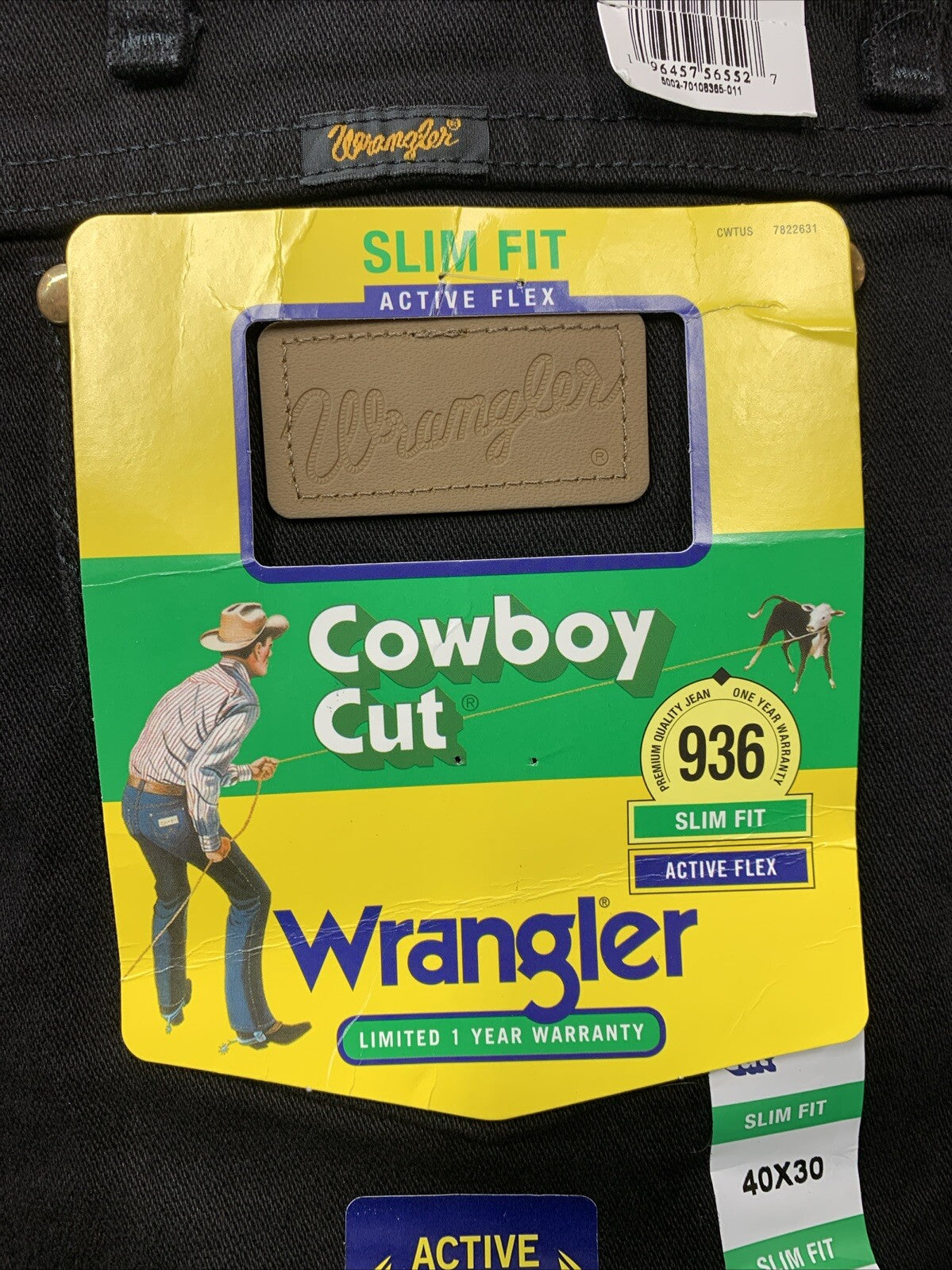Wrangler Men s Cowboy Cut Slim Fit Jean Size 40x30 Long Pants 112336343 Black
