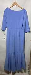Adrianna Papell Womens Asymmetrical Bead Crepe Gown Elegant Electric Ice Size 12
