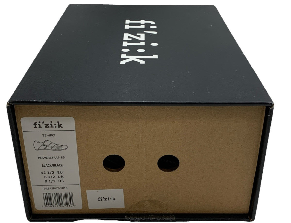 Fi'zi:k Tempo R5 Powerstrap Cycling Shoe TPRSPSPU2-1010 Size 9.5 Blk Hook & Loop