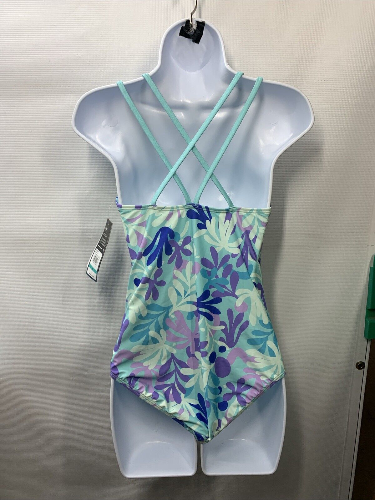 Speedo Girls' Swimsuit One Piece High Neck Strappy Back Bikini Swimwear Size 16