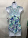 Speedo Girls' Swimsuit One Piece High Neck Strappy Back Bikini Swimwear Size 16