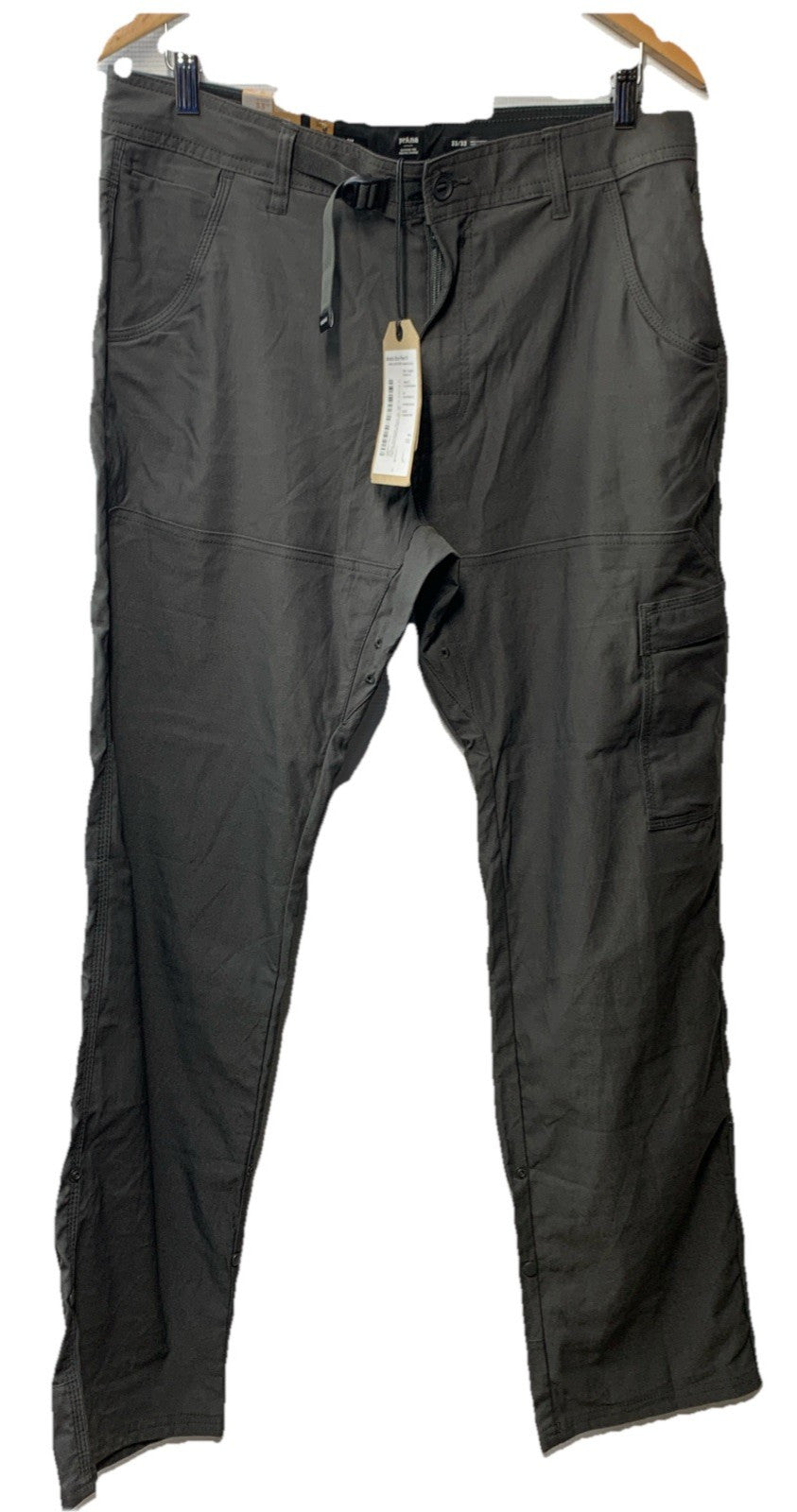 prAna Stretch Zion Pant II 33Wx32L Men's Dark Iron Relaxed Straight Leg Jean