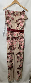 Adrianna Papell Women's Floral Cascading Floral Column Gown Short Sleeve Size 8