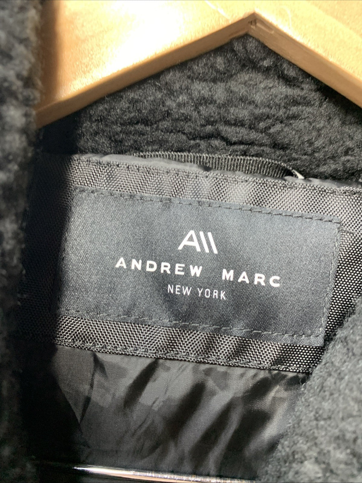 Andrew Marc Men's Jacket Long Sleeve Shearling Collar Full-zip Size S Black