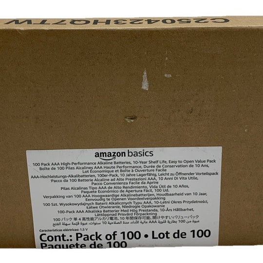 100 Amazon Basics AAA Alkaline High-Performance Batteries 1.5 Volt 10-Year Shelf