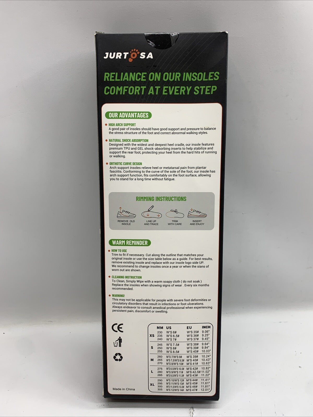 High Arch TPU Extra Support Shock Professional Absorbing Insoles Size W 6-7