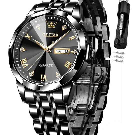 OLEVS Watch for Men Diamond Business Dress Analog Quartz Stainless Steel Waterpr