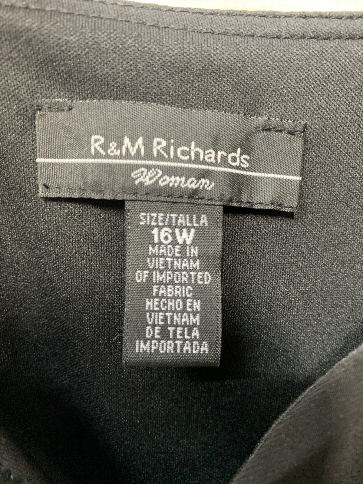 R & M Richards Women's Black Rhinestone-Detail Gown Plus Evening Casual Size 16W