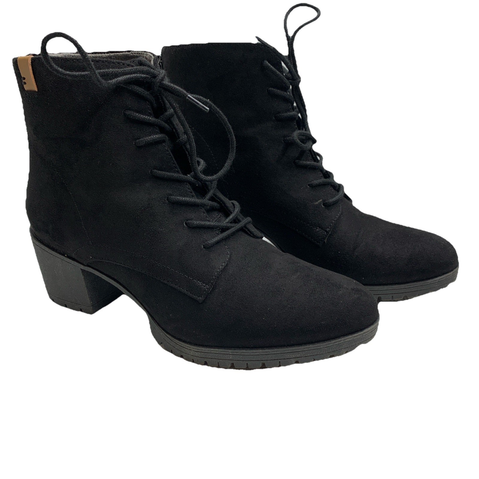 Dr Scholls Womens Size 9M Lawrence Black Casual Lace Up Block Heel Boots Black