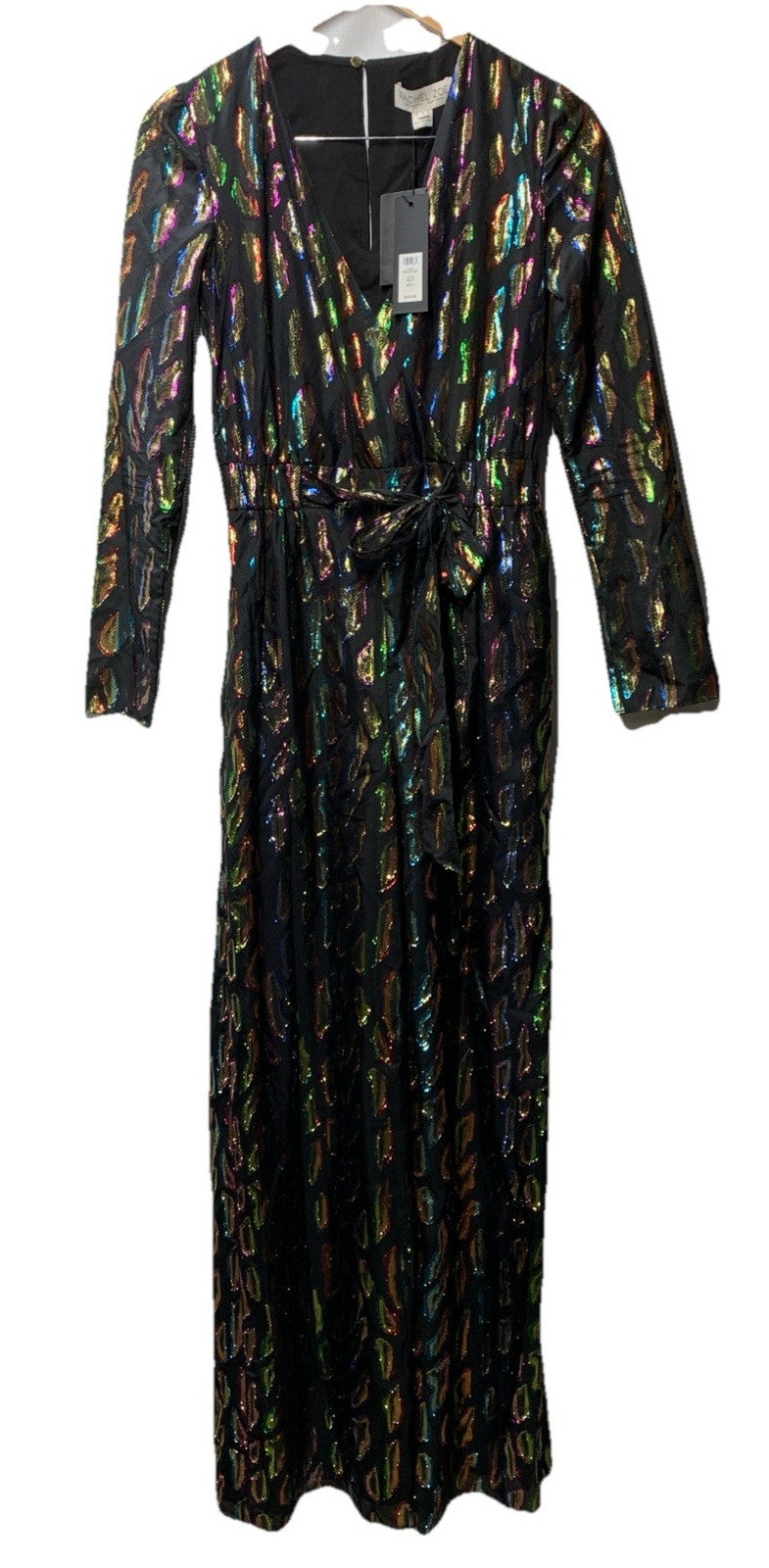 Rachel Zoe Mason Jumpsuit 0 Faux Wrap Metallic Party Wide Leg V-neck Colorful