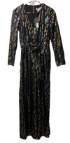 Rachel Zoe Mason Jumpsuit 0 Faux Wrap Metallic Party Wide Leg V-neck Colorful