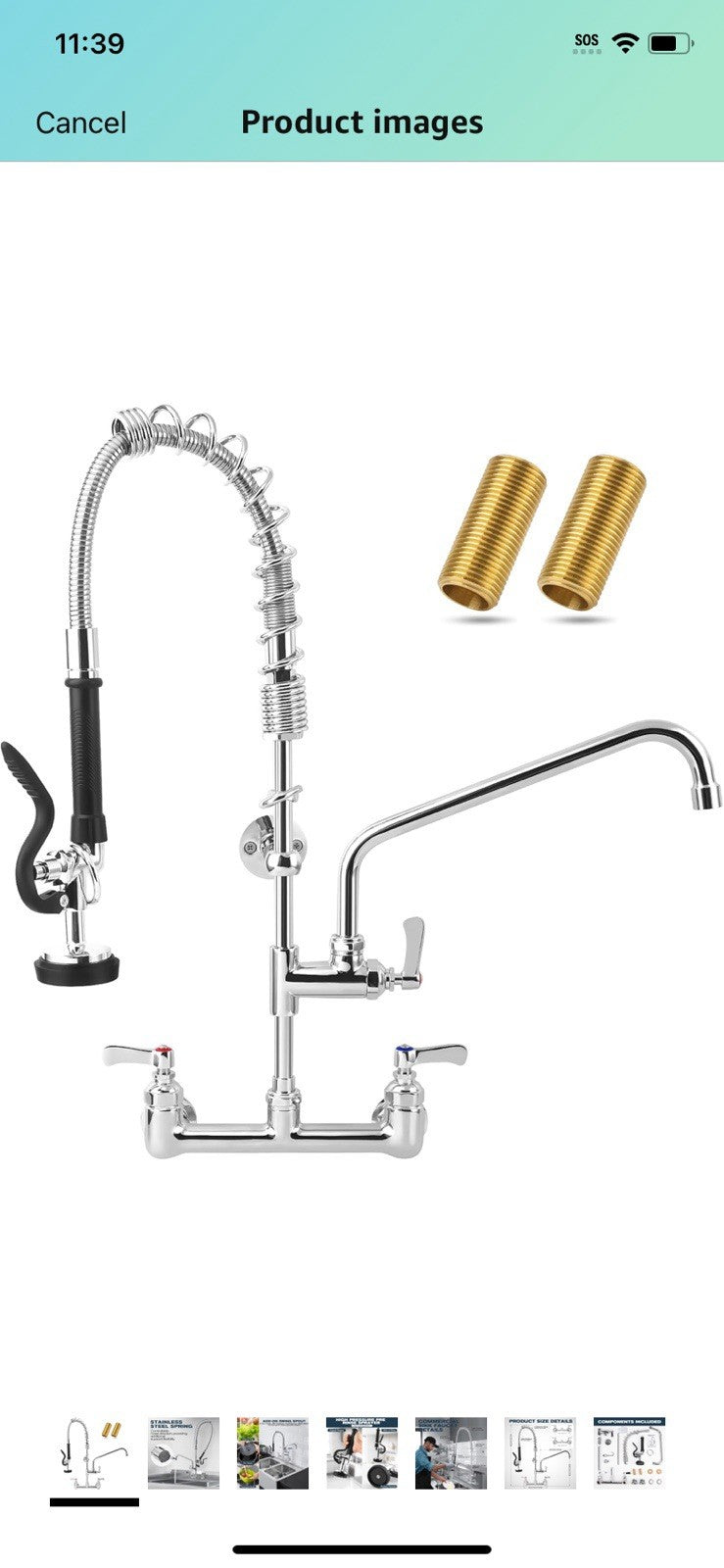 Wall Mount Kitchen Faucet with Pre-Rinse Sprayer, Swing Spout, Pull Down Spray
