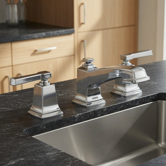 Moen TV6220 Boardwalk Chrome Two-Handle High Arc Widespread Bathroom Sink Faucet