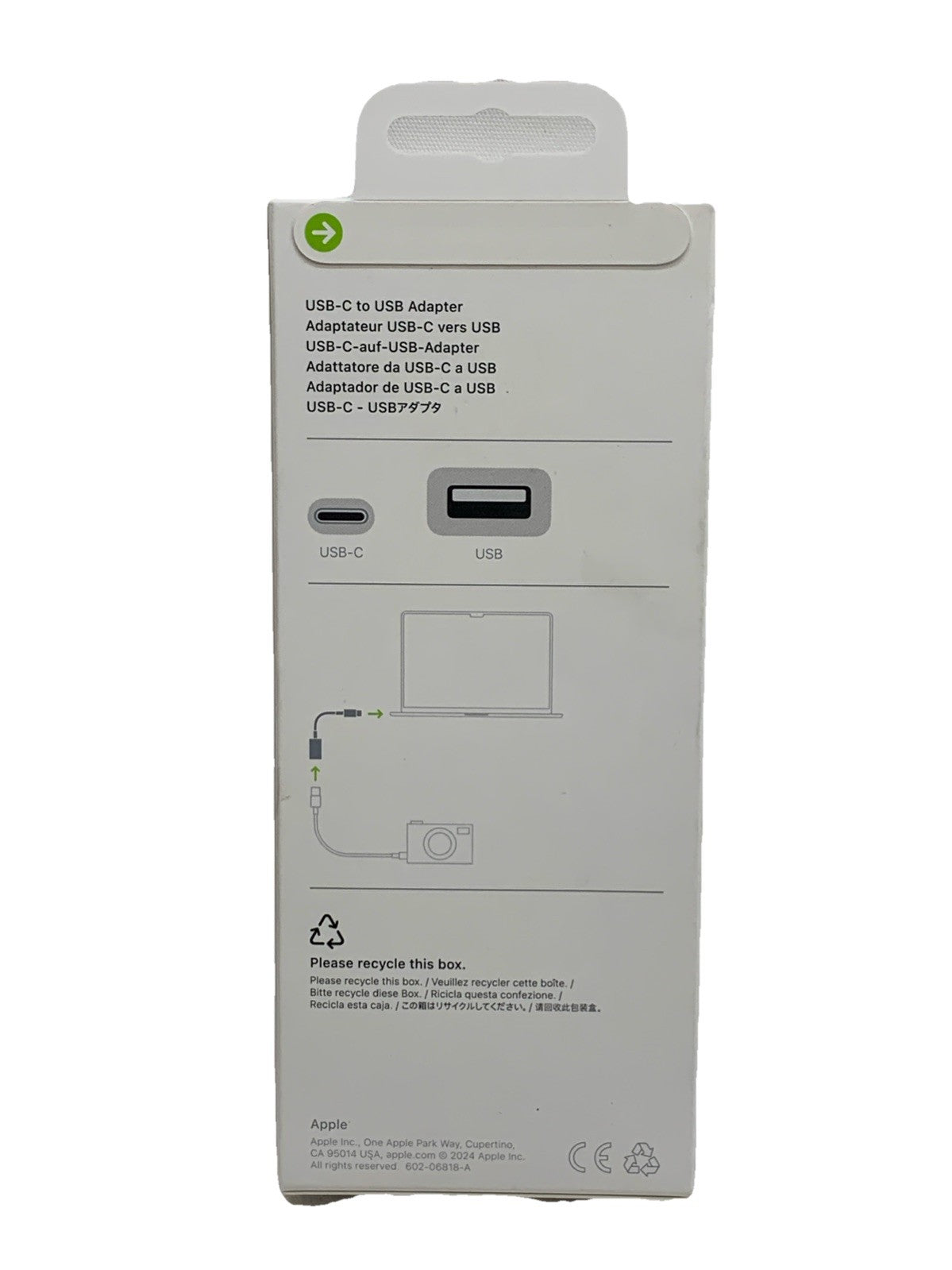 Apple USB-C to USB Adapter MW5L3AM/A for Computer, Tablet, Telephone White