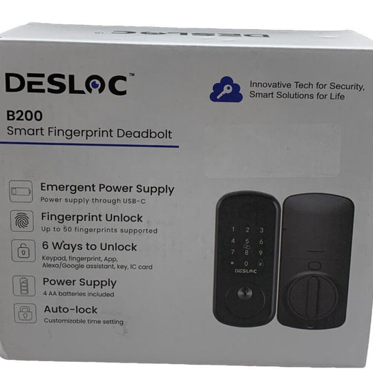 DESLOC B200 Fingerprint Smart Door Lock, Keyless Entry Keypad, App, Alexa/Google