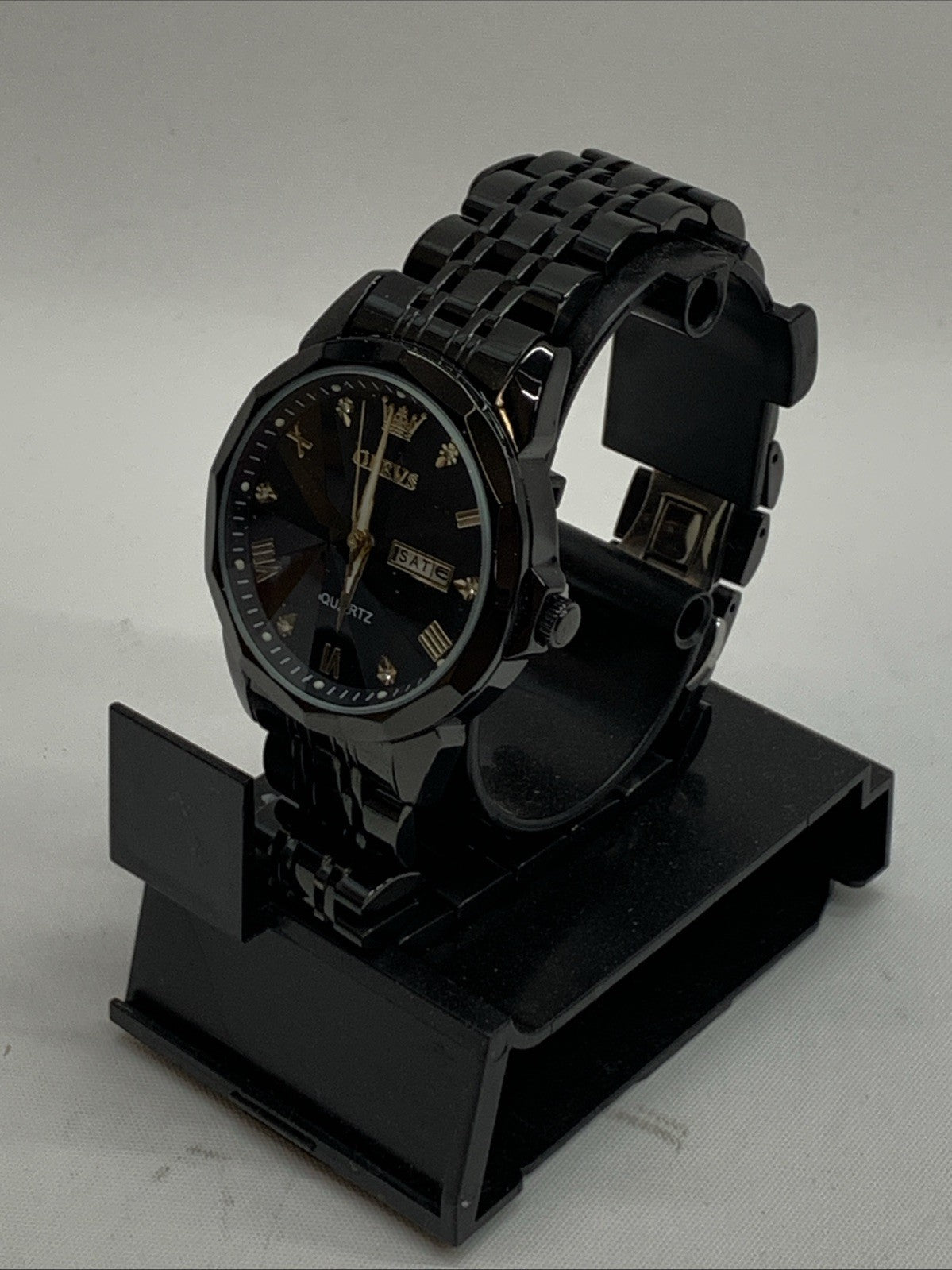 OLEVS Watch for Men Diamond Business Dress Analog Quartz Stainless Steel Waterpr