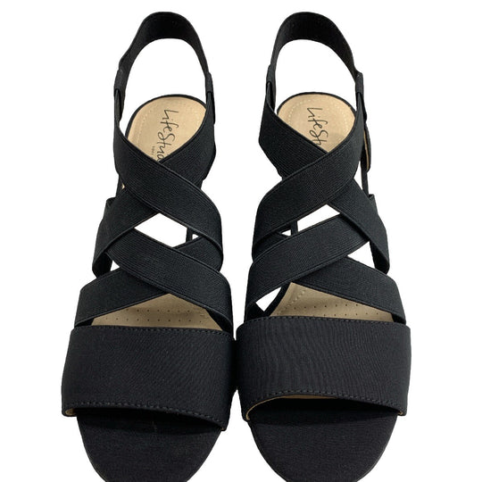 LifeStride Women's Heeled Sandal, Charlotte, Black Micron, Size: 9 (F7205S1001)
