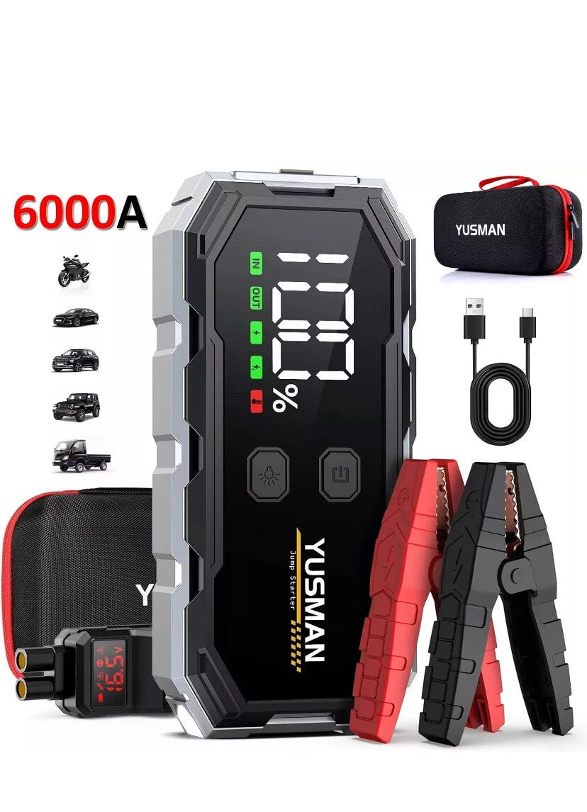 6000A Car Jump Starter 12V Battery Booster Power bank Pack Smart Cable With Case