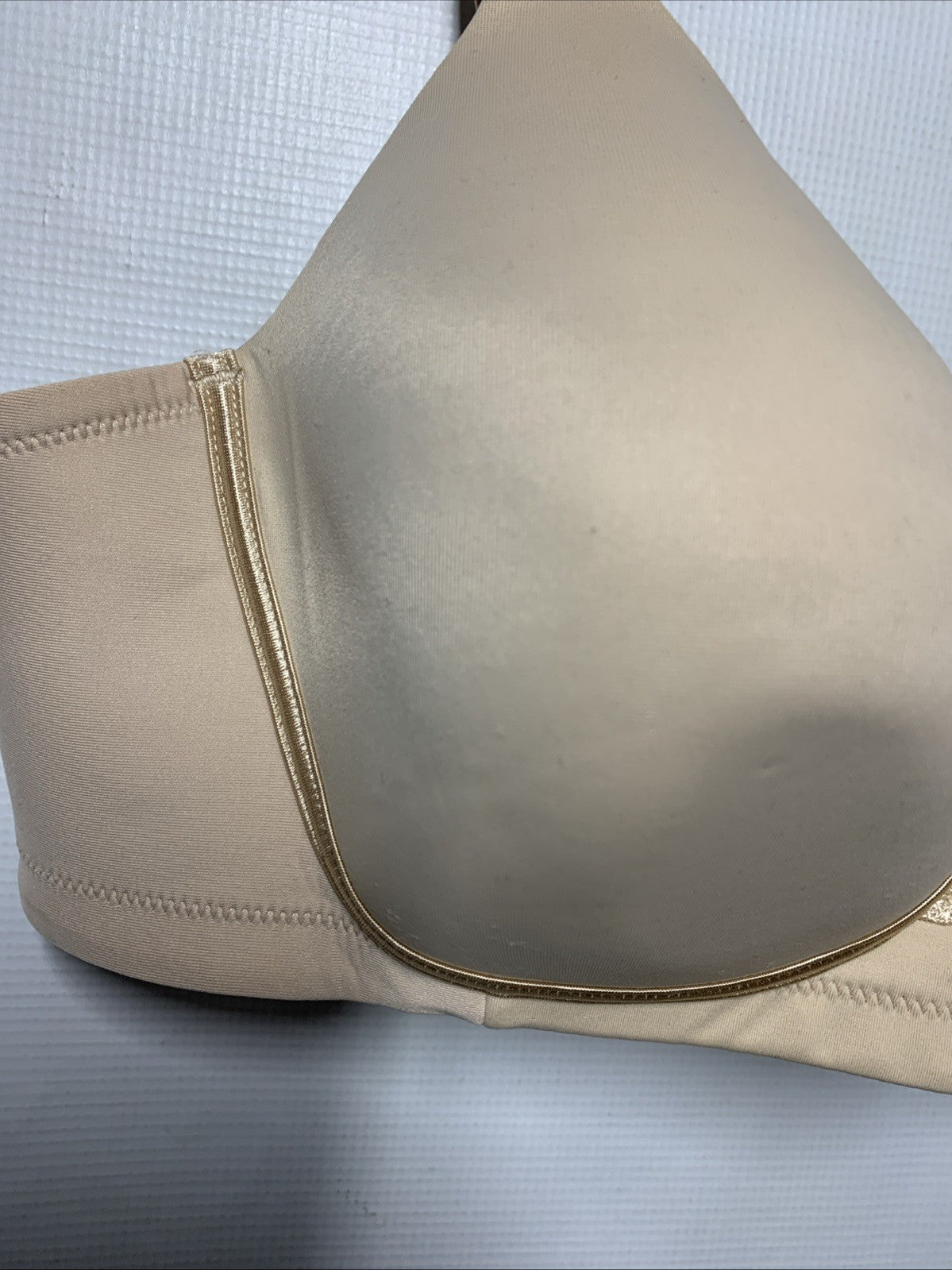 Vanity Fair Beauty Back Smoother full-figure wirefree beige bra in size 44B, with smooth underband and supportive straps.