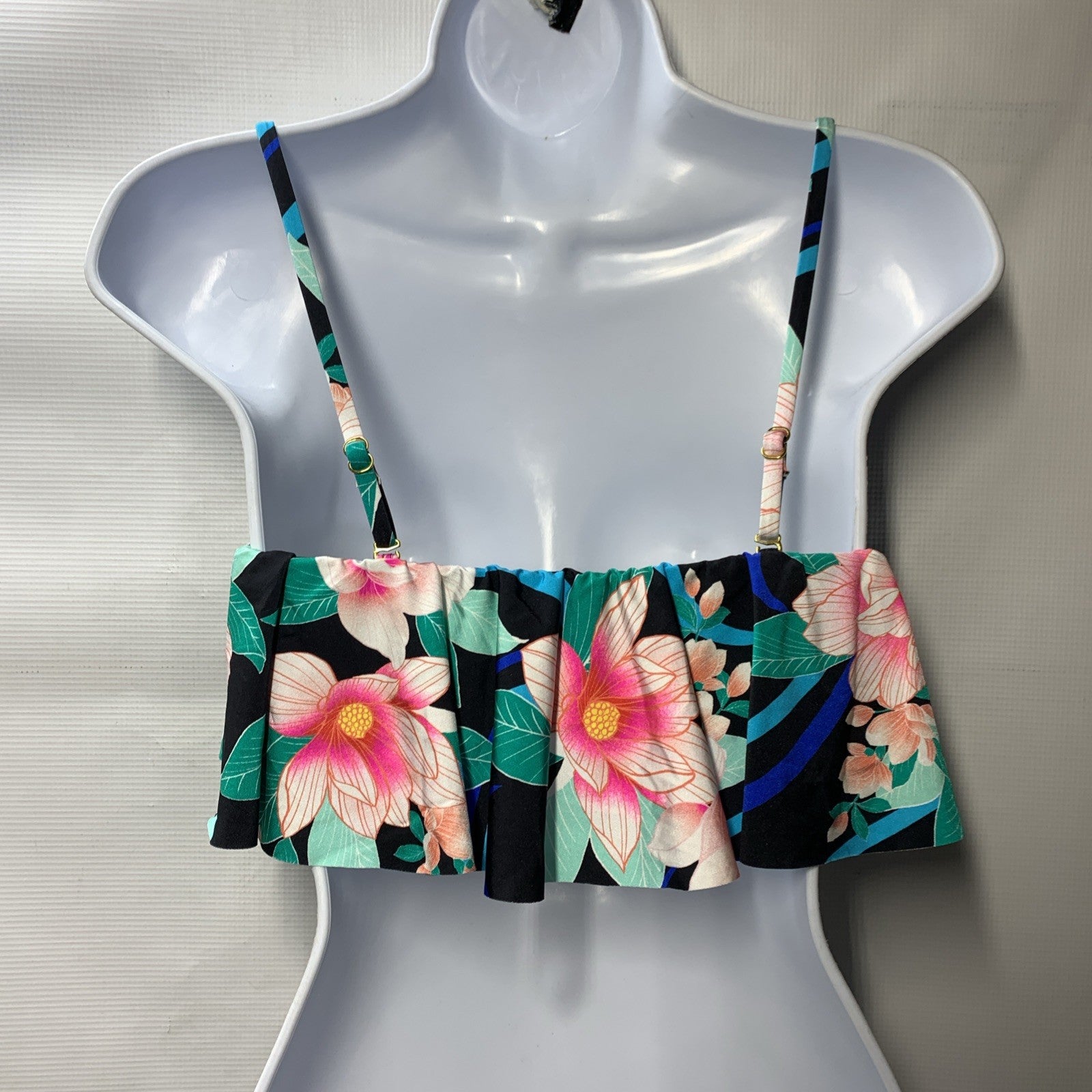 La Blanca Women's Bandeau Bikini Swimsuit Top Black Floral LB3ZM76 Swimwear 8