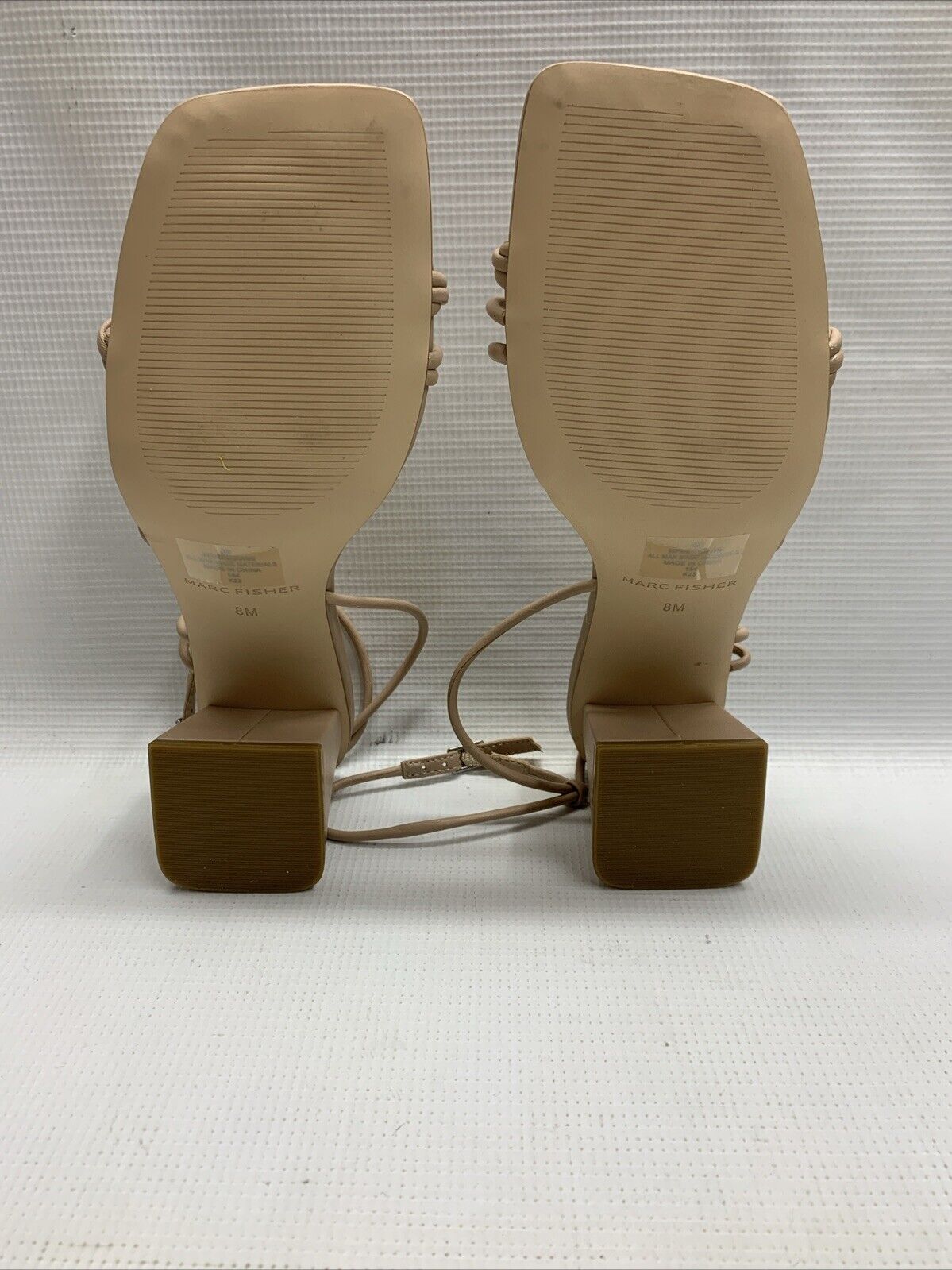 Marc Fisher Women's Meggiane Heeled Sandal Size 8M Lite Latte 110 Buckle Closure