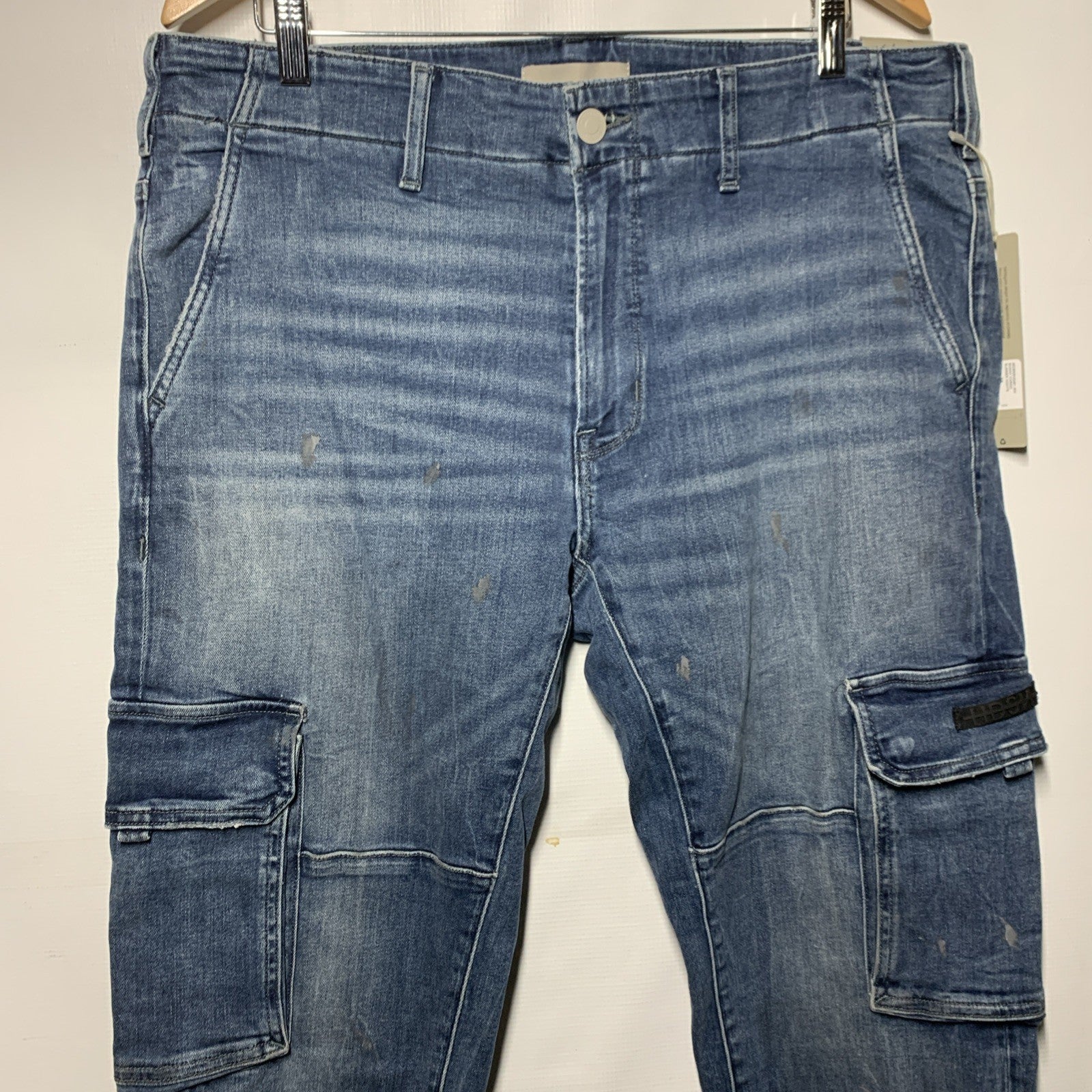 Hudson Men’s Skinny Summer Night Cargo Paint Splat Jeans 36 Long Pants w/Pockets