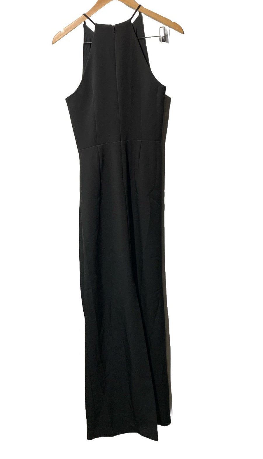 HALSTON Women's Annika Gown Dress Stretch Crepe Halter Black Sleeveless Size 8