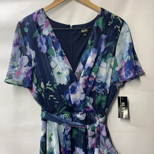 S.L. Fashions Women's Long Dress Flutter Sleeves V-neck Formal Elegant Size 12