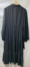 Jasambac Womens Casual 3/4 Sleeve Shirt Dress Button-Up V Neck Size 2XL, Black