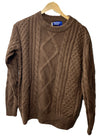 Aelfric Eden Women's Oversized Fisherman Cable Knit Sweater XS Brown Long Sleeve