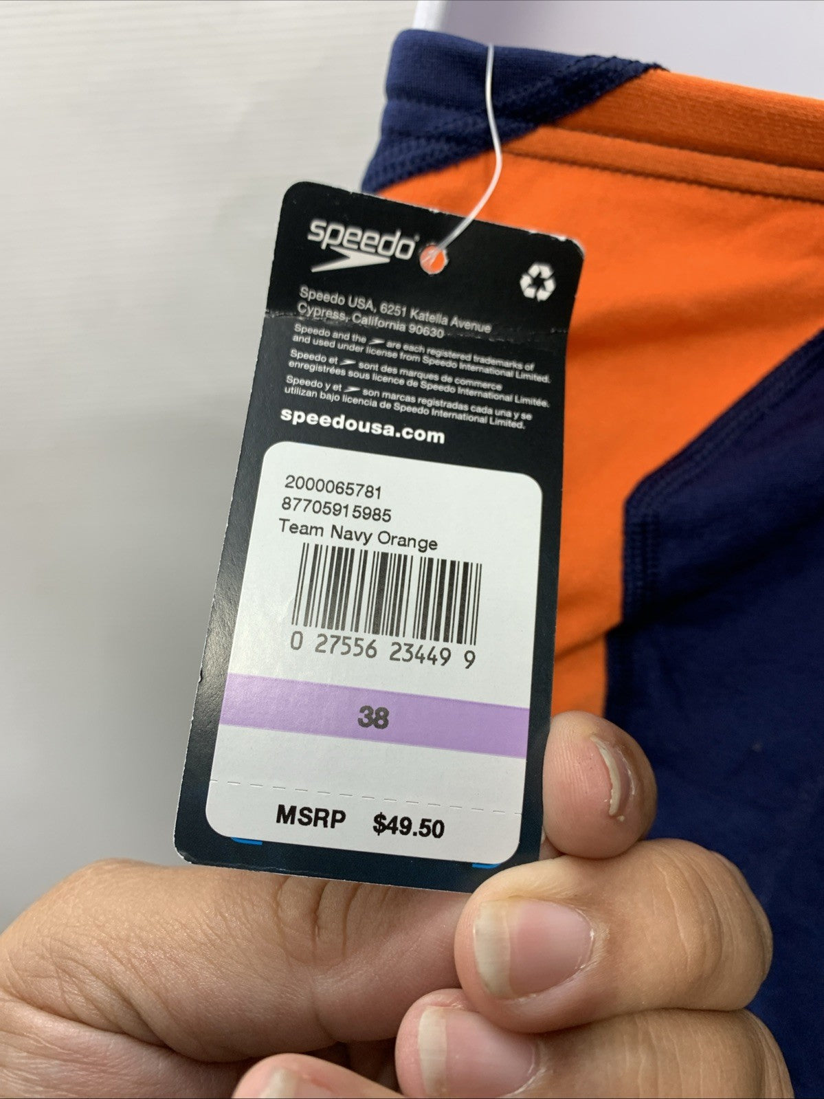 Speedo Boy's  Swimsuit Brief Endurance+ Team Colors Blue Orange 38 Underwear