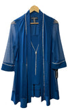 R&M Richards Women's Classic Pants 2 Piece Set 12P Blue 3024P Illusion Sleeves