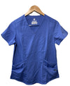 Adar Pro Scrubs for Women - Modern V-Neck Scrub Top Short Sleeve Size Small Blue