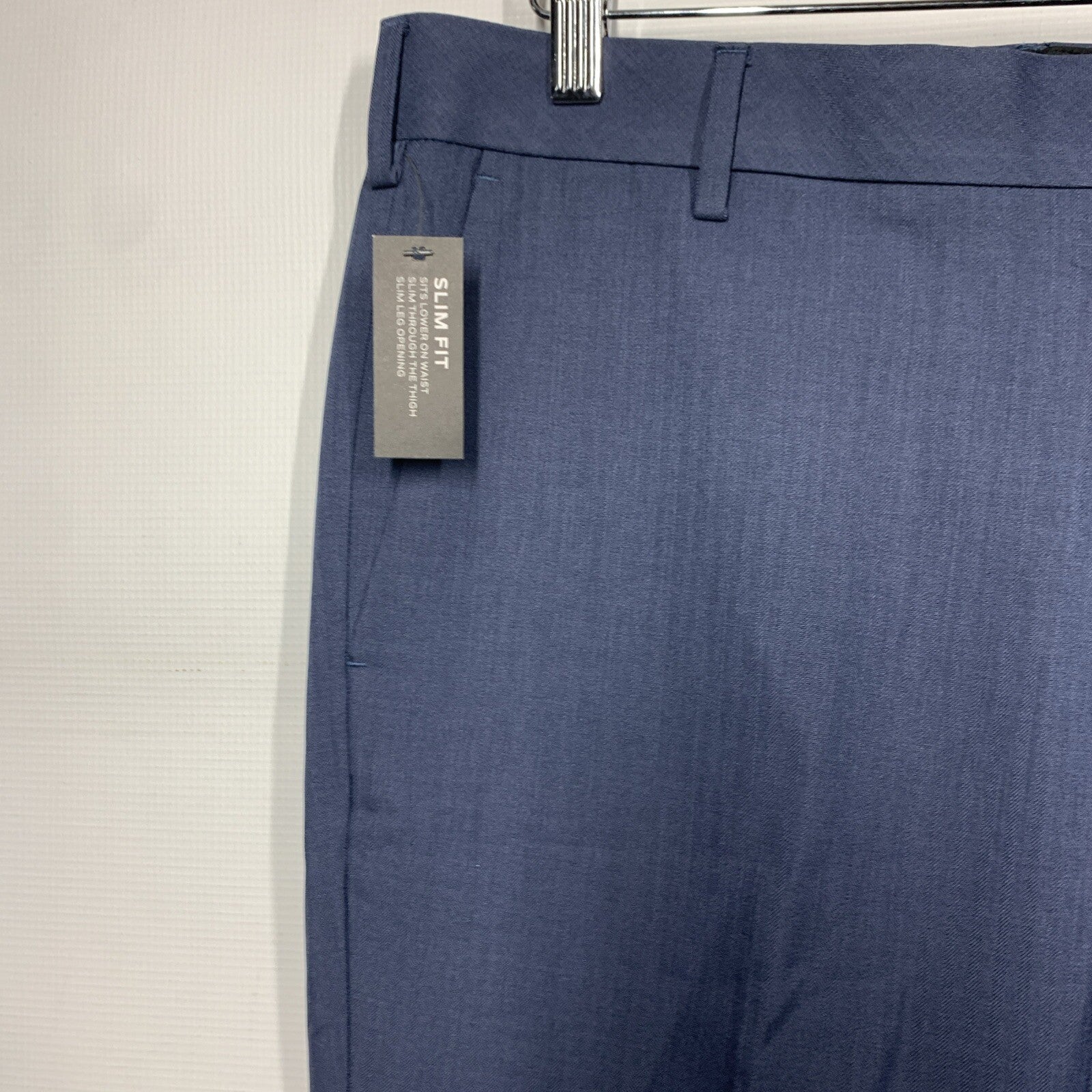 Van Heusen Flex Slim Dress Chino Long Pants Mens 32x32 Ash Navy Flex Waistband