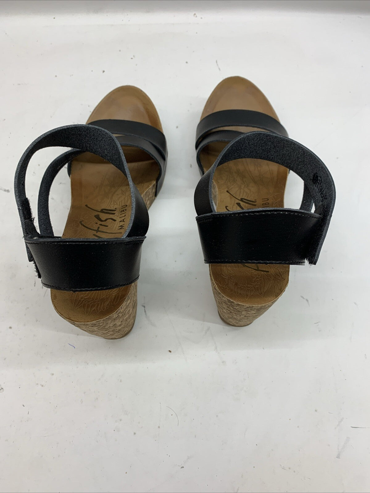 Blowfish Malibu Women's Hapuku Wedge Sandal Scotch Dyecut Size 10 Black Open Toe
