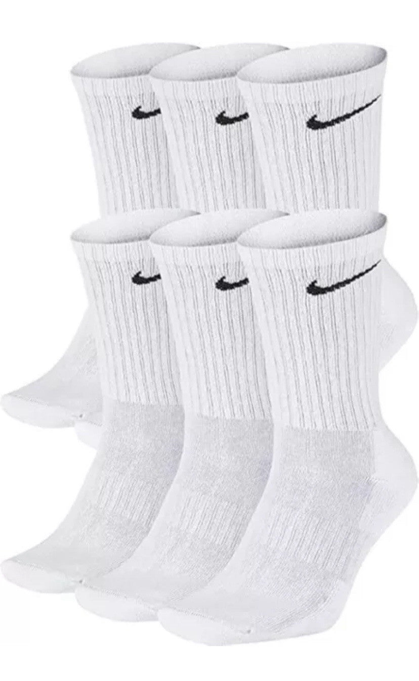 NIKE Dri-FIT Everyday Training 6-Pair Everyday Crew Socks Large (8-12) White