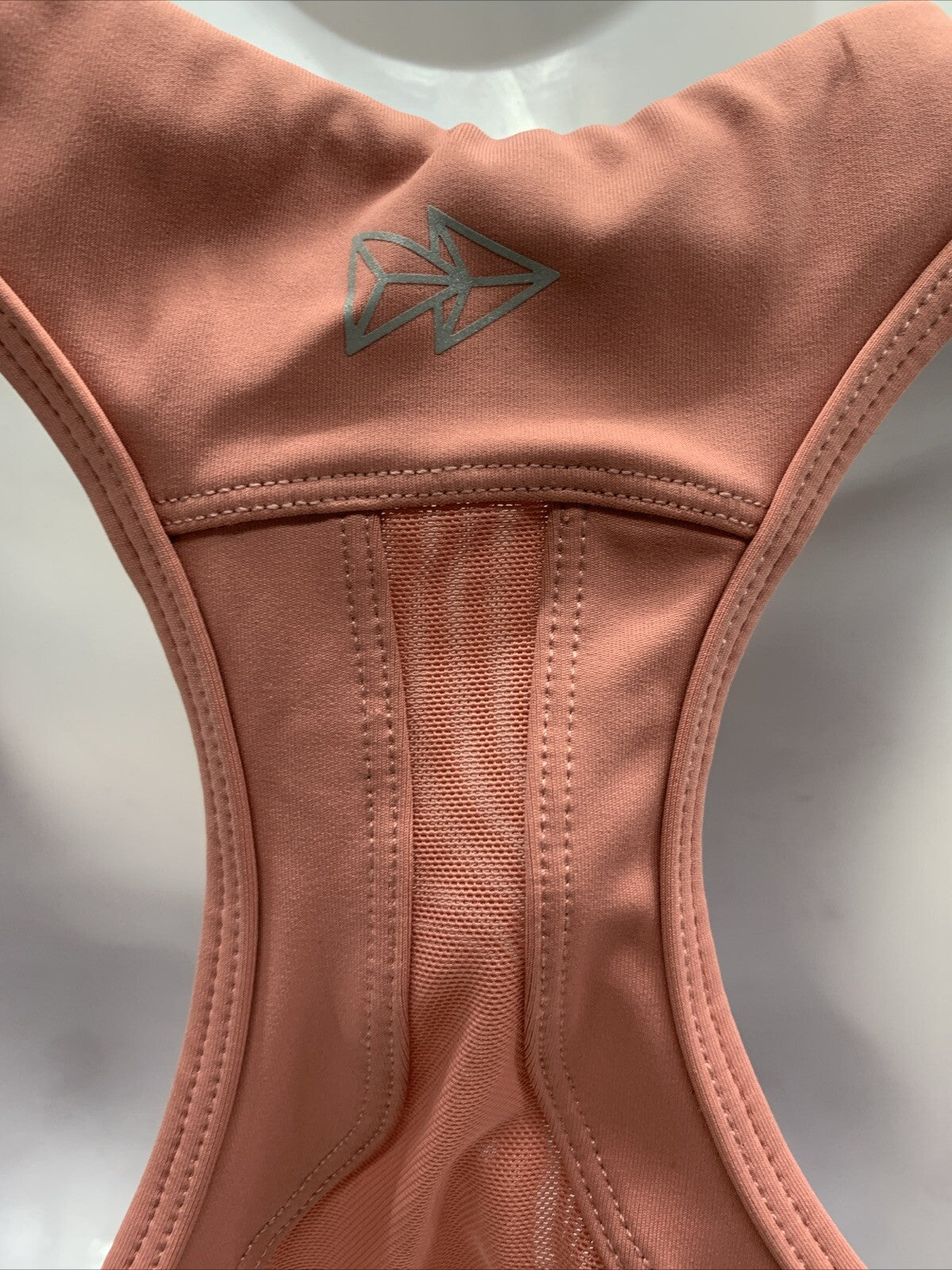 Yvette Sports Bra L/XL Rose Wireless Racerback Zip Front High Impact Activewear