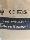 BlessReach Heavy Duty Rollator Walker For Seniors Wide Seat Backrest 450lbs