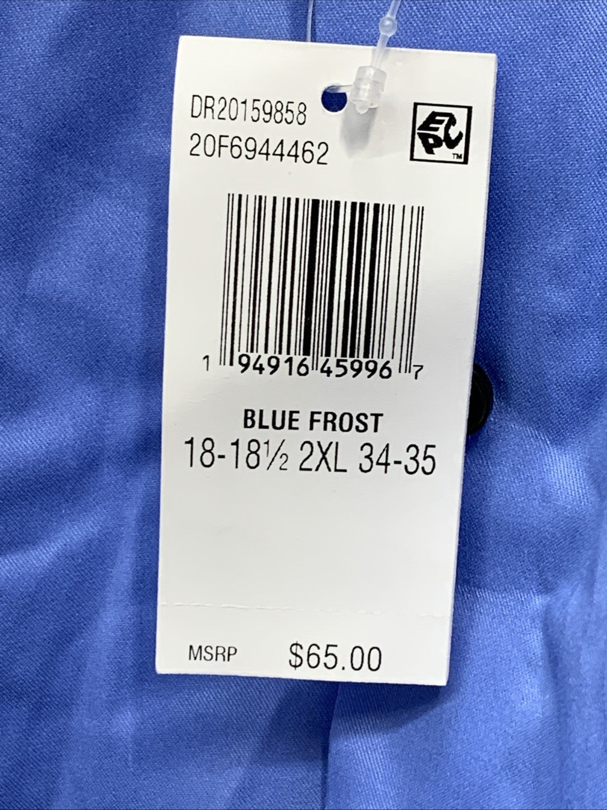 Van Heusen Dress Shirt Mens Flex Collar Regular Fit Blue Size 2XL 18-18.5 34/35