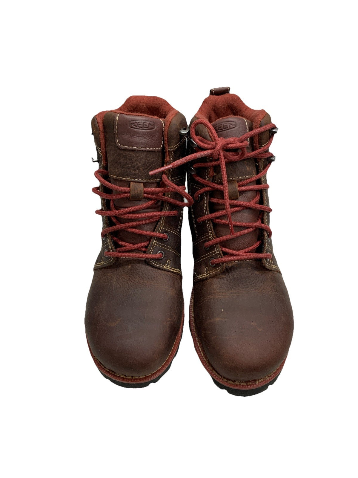 KEEN Utility Womens Seattle Alloy Toe Waterproof Work Boots Brown Size 7.5W Lace