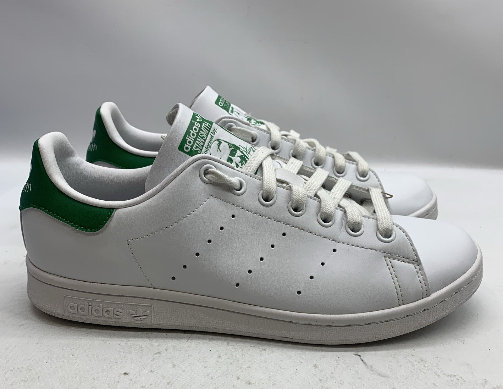 adidas Men's Stan Smith Shoes 10, Cloud White/Core White/Green Lace-up Sneaker