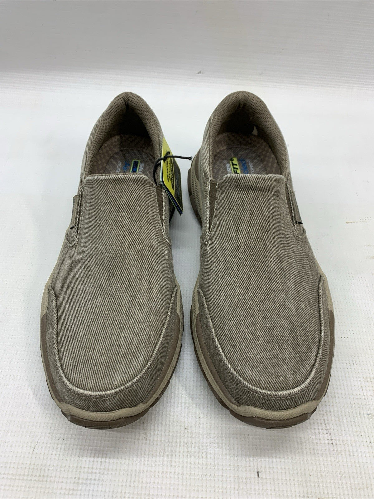 Skechers Respected-Fallston Slip-Ons Men's Size 8.5 Canvas Goodyear Grip Taupe