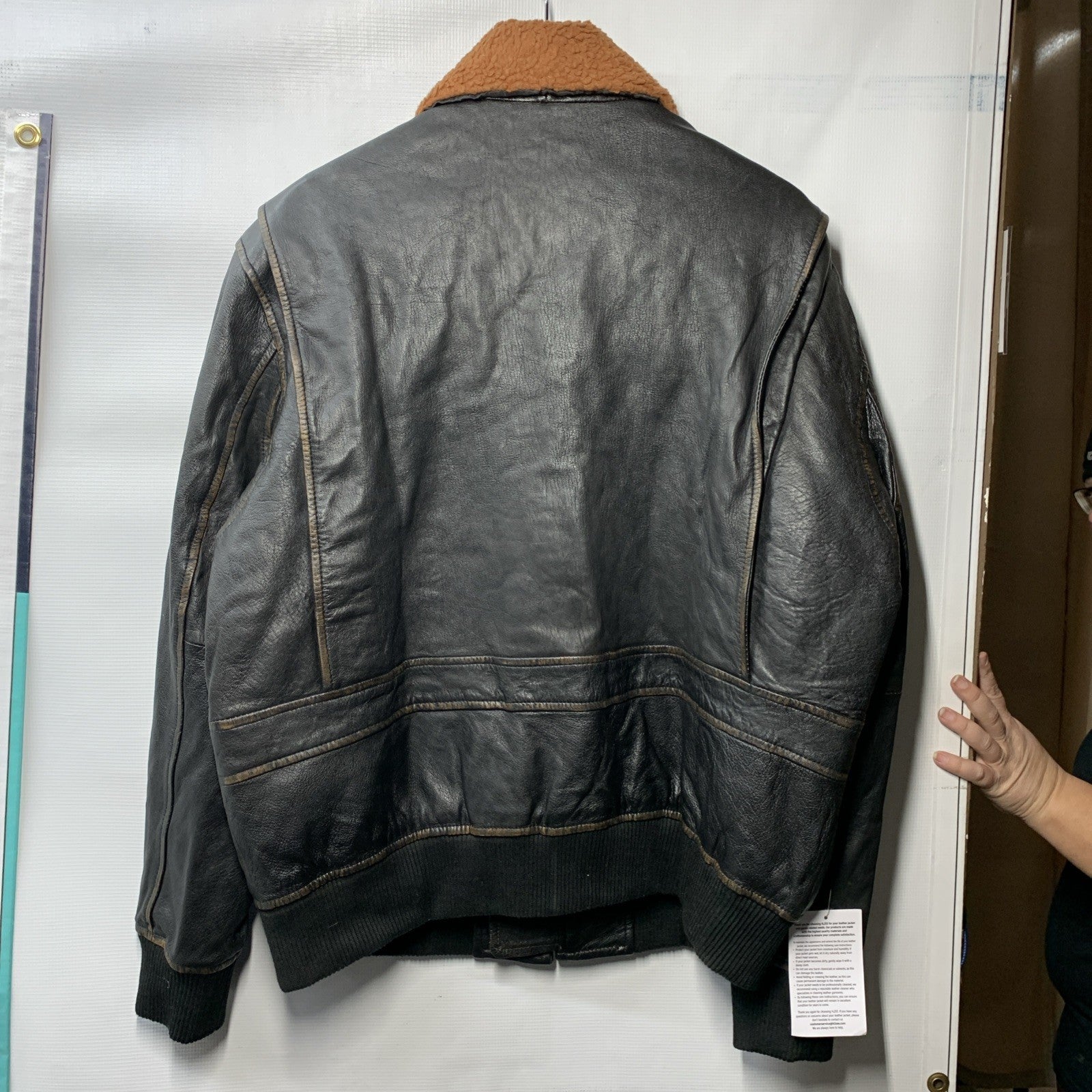 H2ZEE G-1 Force Aviator Flight A-2 Jacket Distressed Long Sleeve Collar Size 2XL