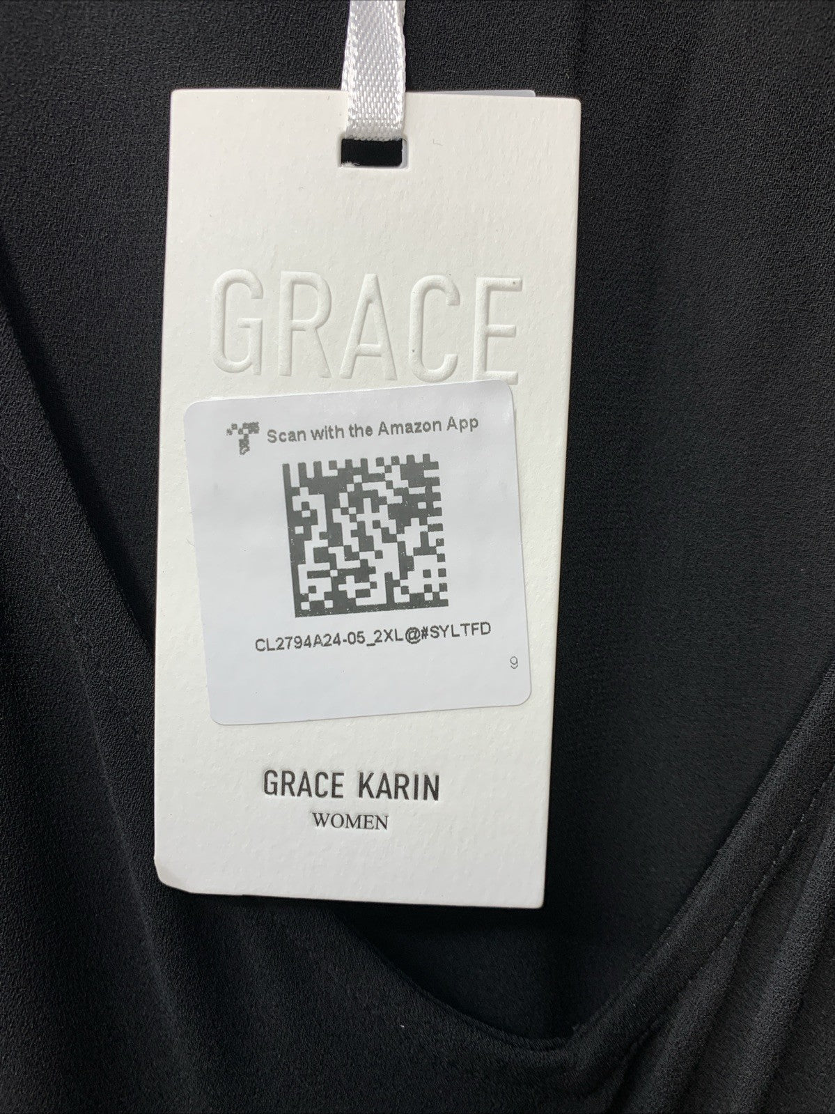 GRACE KARIN Women's Chiffon Dresses V Neck Long Sleeve Smocked Size 2XL Black